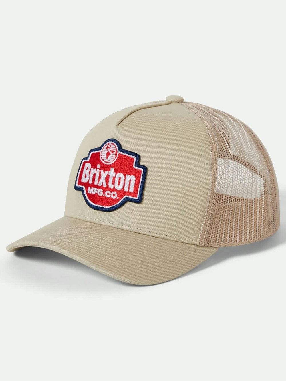 Brixton Men’s Netplus Trucker Hat Tan Mesh Logo Cap Patch NEW